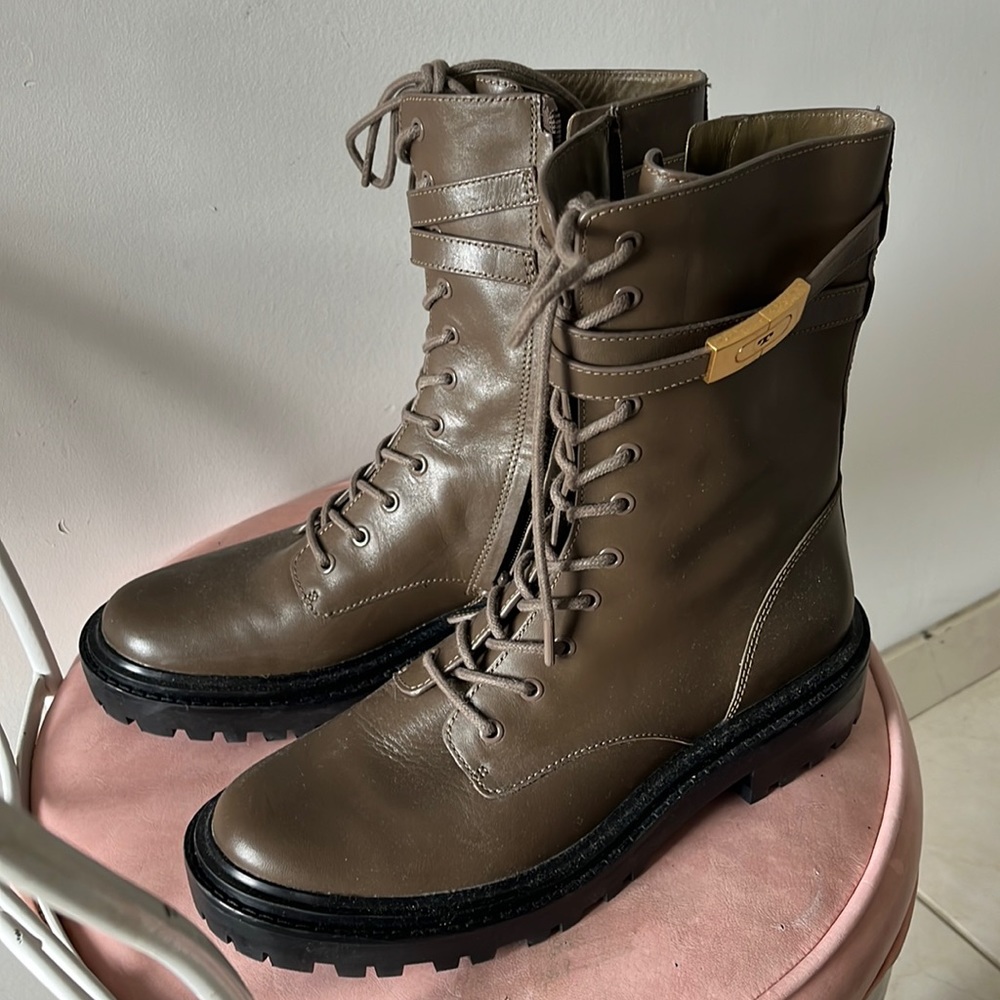 Parisian Real Leather Tory Burch Combat Boots